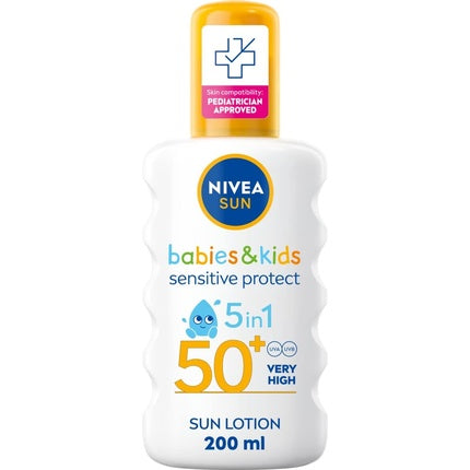 Spray protectie solara copii, Nivea Sun Kids Sensitive Protect & Care, SPF 50+, 200ml