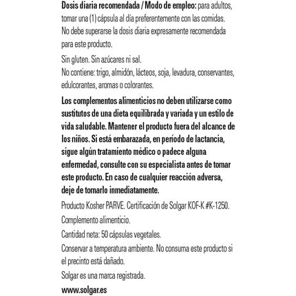 Aminoacid esențial, Solgar, Taurină 500mg, 50 capsule vegetale