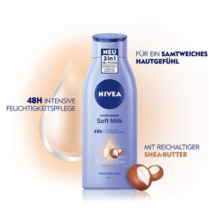 Lotiune corp, Nivea, Soft Milk, albastru 400ml