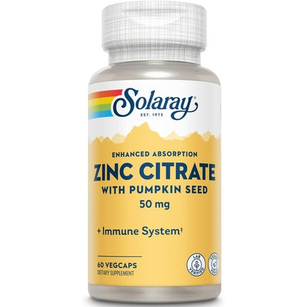 Minerale, Solaray, Zinc Citrate, semințe dovleac, 50 mg, 60 capsule