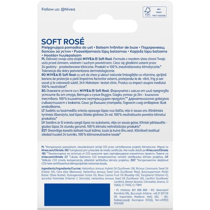 Balsam de buze, Nivea, Soft Rose, 4.8g