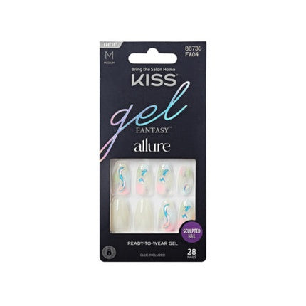 Unghii Artificiale Kiss Gel Fantasy Allure Medium, 28 Bucăți, Multicolor