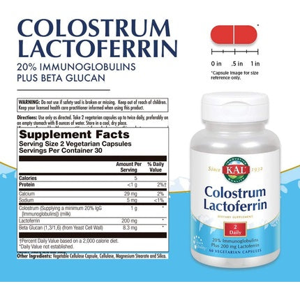 Supliment alimentar, Kal, Colostru cu lactoferină, 60 capsule
