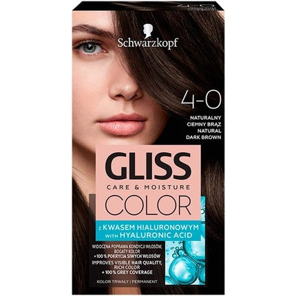 Vopsea de par, Schwarzkopf Gliss Color, 4-0 Natural Saten Inchis, 60ml