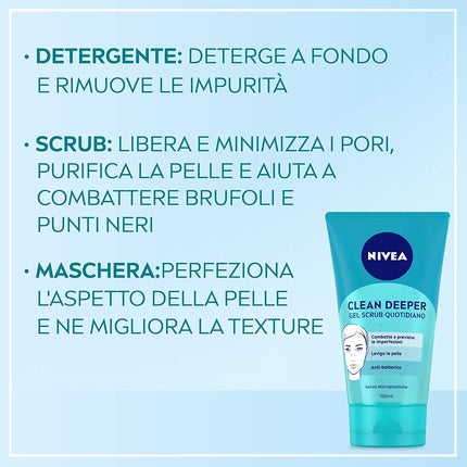 Gel exfoliant fata, Nivea, 150ml, ten gras si impur