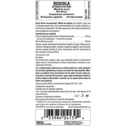 Supliment alimentar, Solgar, Rhodiola, capsule, vegetal