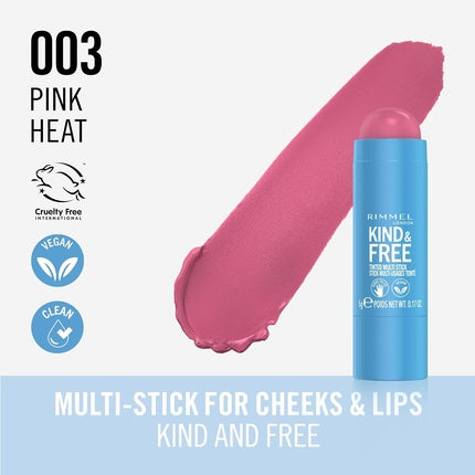 Primer de buze, Rimmel, Kind & Free Multi-Stick, roz