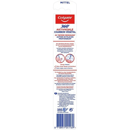 Periuță dinți manuală Colgate 360 Activated Carbon negru mediu