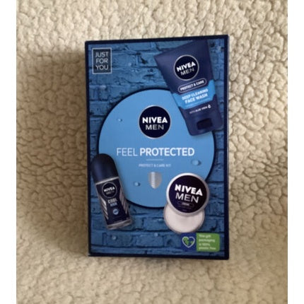 Set cadou Nivea Men Protect & Care, cremă, gel curățare, roll-on, albastru