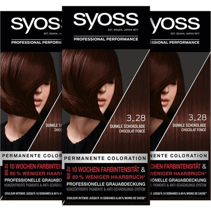 Vopsea de păr, Syoss, 3.28 Ciocolată Întunecată