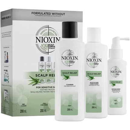 Kit tratament anti-cădere păr, Nioxin, Scalp Relief, 200ml + 200ml + 100ml