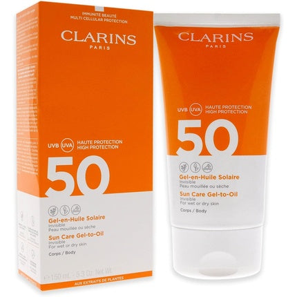 Crema protectie solara, Clarins, Gel-to-Oil, SPF50, 150ml, portocaliu