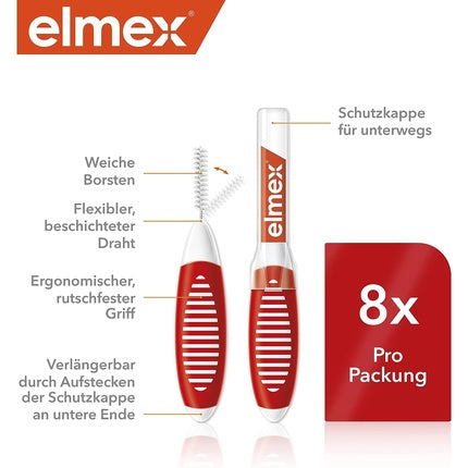 Periuțe Interdentare, Elmex, Red Size 2, 0.50mm, Alb/Roșu
