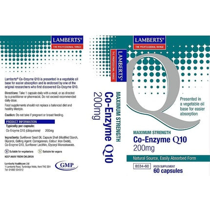 Supliment Coenzima Q10, Lamberts, 200mg, 60 Capsule