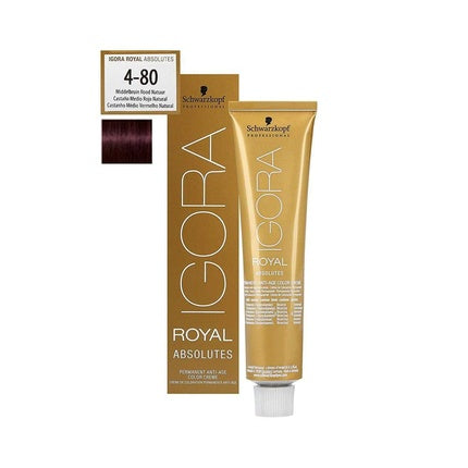 Cremă colorare păr, Schwarzkopf IGORA, 4-80 Șaten Mediu Roșcat Natural