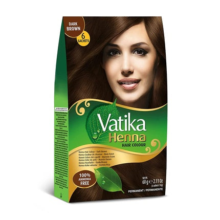 Vopsea de păr, Dabur Vatika, Henna, 6 x 10g, maro închis