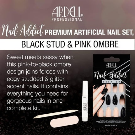 Lac de unghii Ardell, Adict Black Stud & Pink Ombre, 1 unitate