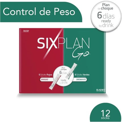 Supliment Nutricosmetic Eladiet Sixplan Go, 12 stickuri, roșu/verde
