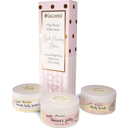 Set cosmetice Nacomi, gel de duș, exfoliant, unt de corp