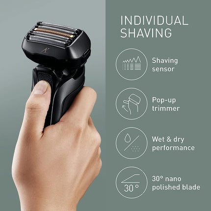 Aparat de ras electric, Panasonic, ES-LV9U, 5 lame, negru