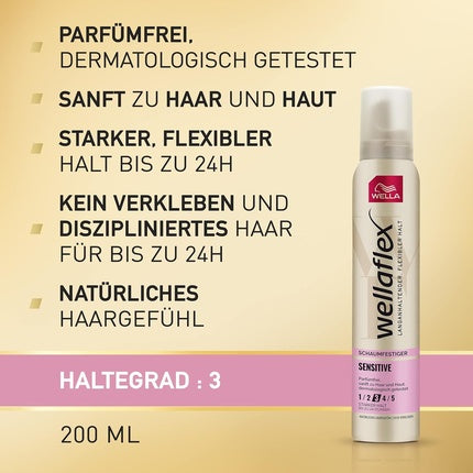 Spumă păr, Wella, Wellaflex Sensitive, 200ml, fără parfum