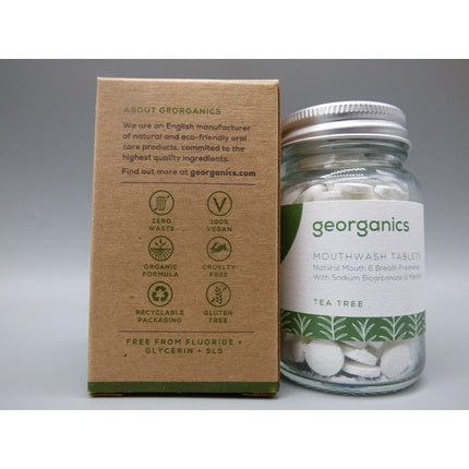 Tablete Apa de Gură, Georganics, Tea Tree, alb, 180 bucăți