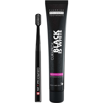 Pastă de dinți Curaprox Black is White, 60ml, cu periuță ultra-soft