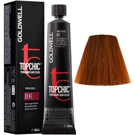 Vopsea de păr permanentă, Goldwell, Top Chic 8K Blond Arămiu Deschis