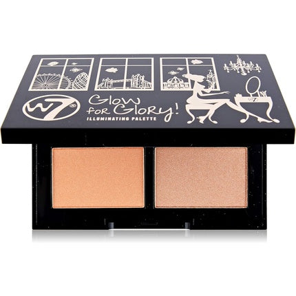 Paletă Iluminatoare W7 Glow For Glory, Negru, 2 nuanțe