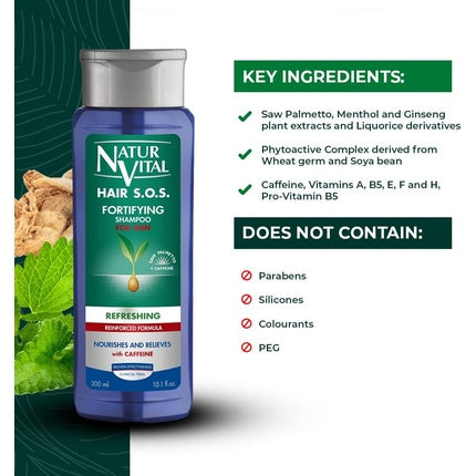 Șampon, Naturvital, anti-cădere, albastru, 300ml