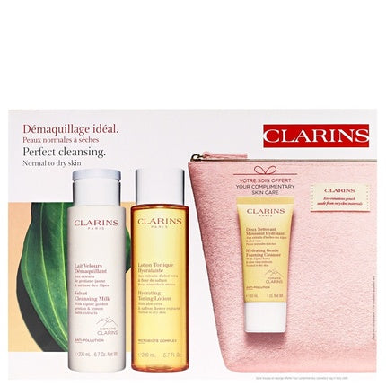 Kit curățare facială Clarins, piele normală/uscată, 116g
