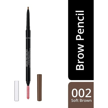 Creion pentru sprâncene, Rimmel, Brow Pro Microdefiner 002 Soft Brown, 0.9g