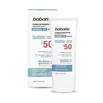 Fluid de față cu protecție solară SPF50, Babaria, Mineral, 50ml