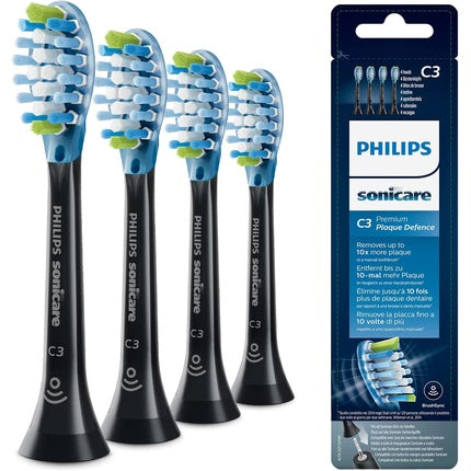 Capete de periuță de dinți, Philips Sonicare C3 Premium Plaque Defence, 4 bucăți, negru