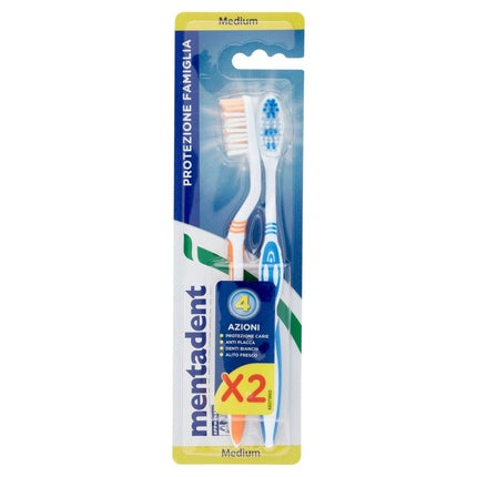 Periuță de dinți, Mentadent Toothbrush Plus Duo, set 2 bucăți