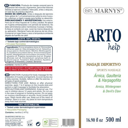 Lichid pentru masaj, Marny's, Artohelp, albastru 500ml