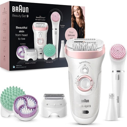 Epilator Braun Silk-épil 9 SensoSmart, alb roz