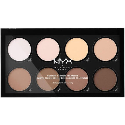 Paletă de machiaj, NYX, Highlight & Contour, 8 nuanțe