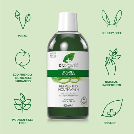 Apa de gură, Dr Organic, Aloe Vera, 500ml