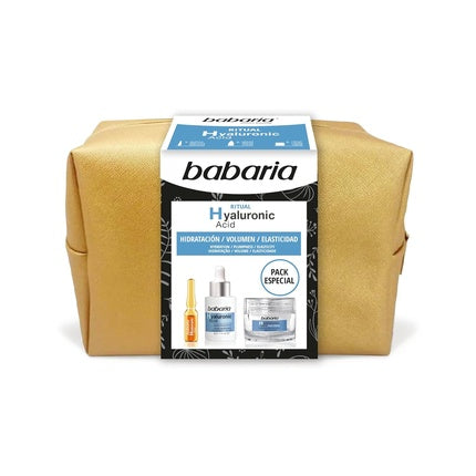 Set îngrijire facială, Babaria, Hyaluronic Ritual, cremă + ser + fiolă, auriu