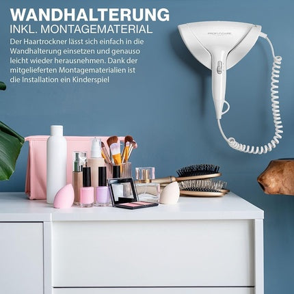 Uscător de păr Proficare PC-HT 3044, montaj perete, alb