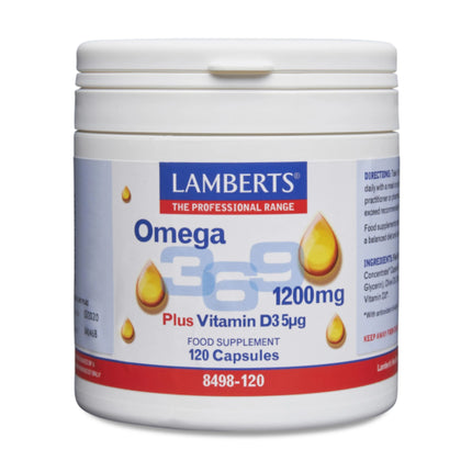 Ulei Omega 3, 6, 9 Lamberts 1200mg 120 capsule