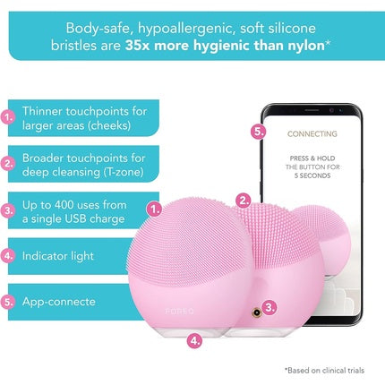 Perie facială Foreo Luna Mini 3, roz perlat