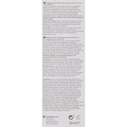 Cremă solară, Heliocare 360 Fluid Cream SPF50+, 50ml, alb