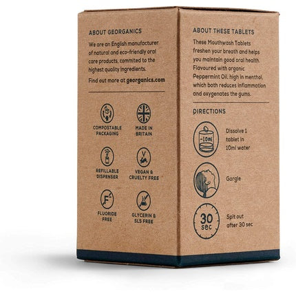 Apă de gură tablete Georganics, mentă englezească, 180 tablete