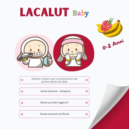 Pasta de dinți copii, Lacalut Baby, zmeură banană, 55ml
