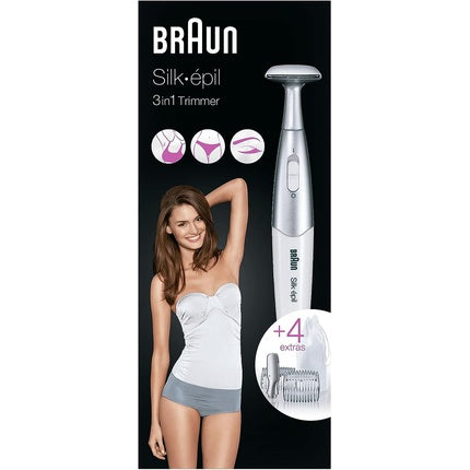 Trimmer Braun Silk-épil 3in1, alb, 4 accesorii