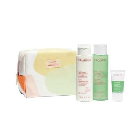 Set curățare față, Clarins, piele mixtă/grasă, 3 produse