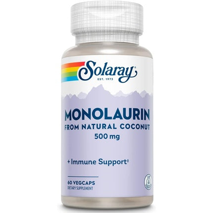 Capsule Vegetariene Solaray Monolaurin 500mg, 60 bucăți, alb