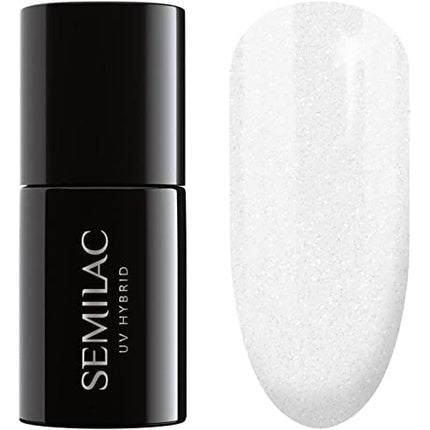 Lac unghii, Semilac, Glitter Milk, alb, 7ml